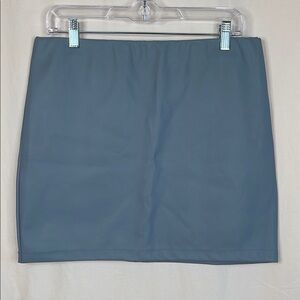 Gray Faux Leather Pencil Mini Skirt for Casual Wear